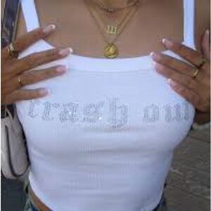 Urban Outfitters White Rhinestone Crop Top